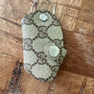 Gucci Beige and Brown Monogram Key Case / Lipstick case